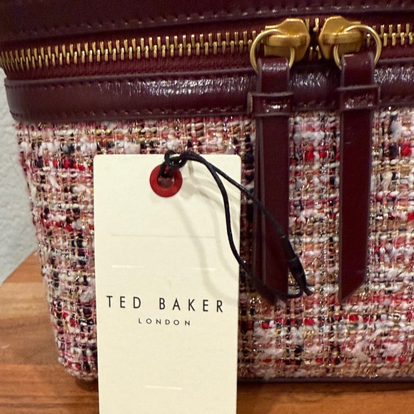 Ted Baker Pink and Burgundy Tweed Mini Bag crossbody like new - Picture 2 of 10